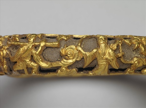 金雕壽星八仙填茄楠木香鐲