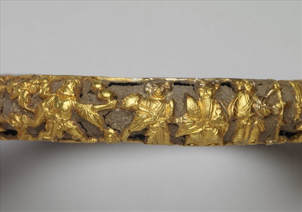 金雕壽星八仙填茄楠木香鐲