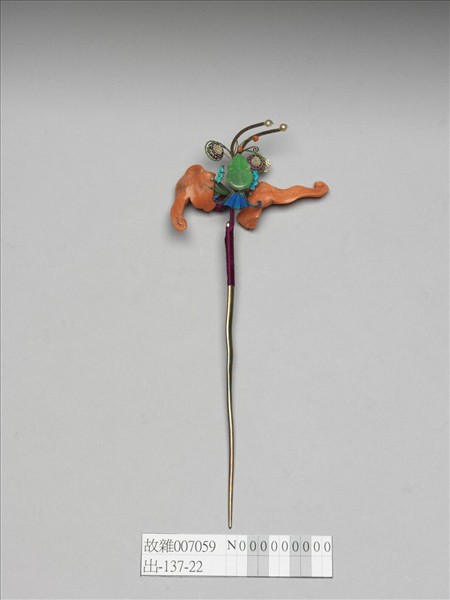 珊瑚翠玉嵌珠蝙蝠簪