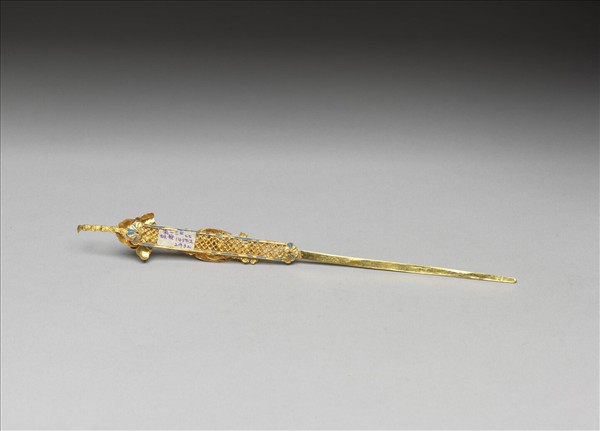 銀鍍金鳳鳥花卉耳挖簪