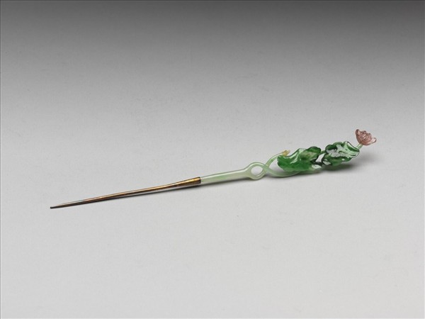 銀鍍金玻璃蓮花簪