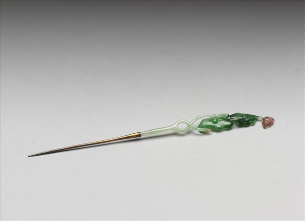 銀鍍金玻璃蓮花簪