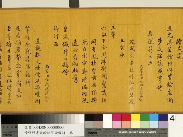 清張照書幸翰林院分韻詩　卷