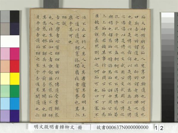 明文徵明書韓柳文　冊