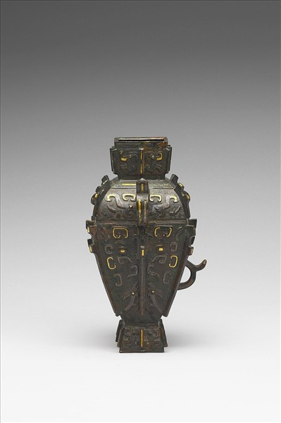 錯金銀獸面紋扁方罍