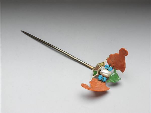 珊瑚翠玉嵌珠蝙蝠簪