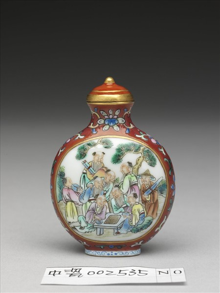 粉彩九老圖鼻煙壺