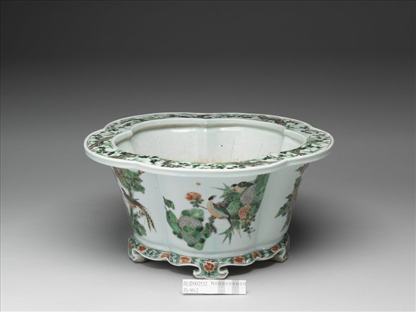 五彩花鳥紋花盆