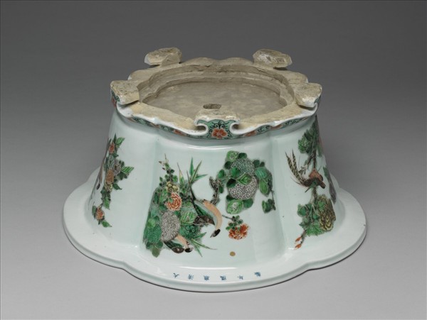 五彩花鳥紋花盆