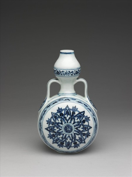 青花花卉紋扁壺