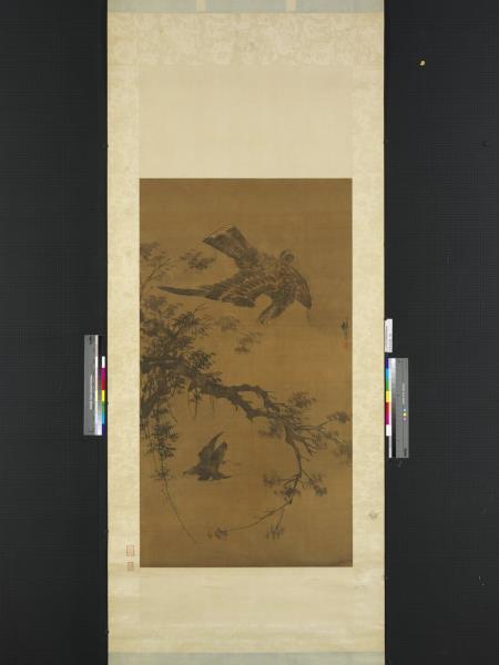 明林良秋鷹　軸