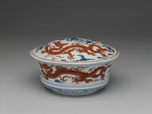 青花礬紅雲龍紋合碗