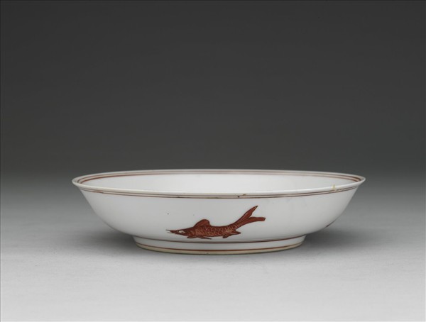 描紅五魚紋盤