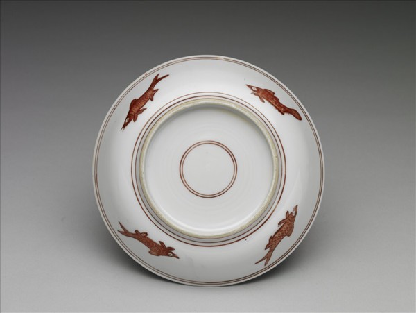 描紅五魚紋盤