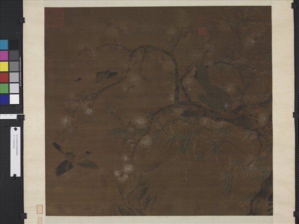 宋人竹樹鳴鳩圖　軸