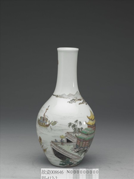 琺瑯彩龍舟圖膽瓶