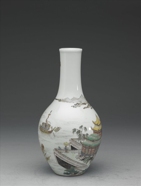 琺瑯彩龍舟圖膽瓶