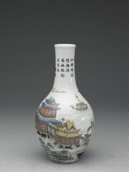 琺瑯彩龍舟圖膽瓶