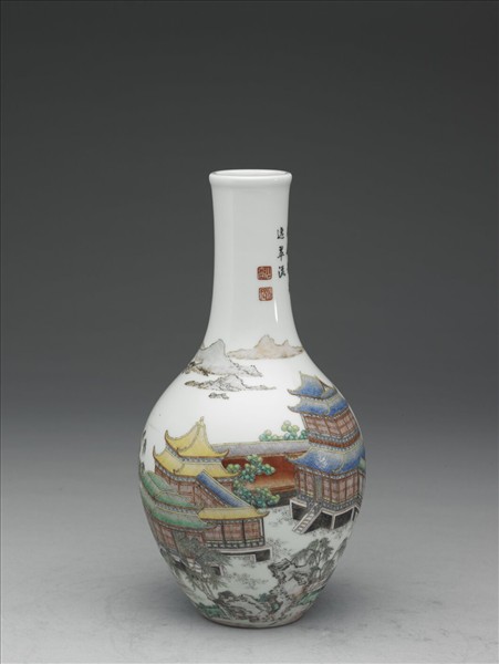 琺瑯彩龍舟圖膽瓶