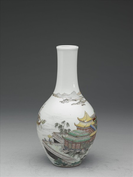 琺瑯彩龍舟圖膽瓶