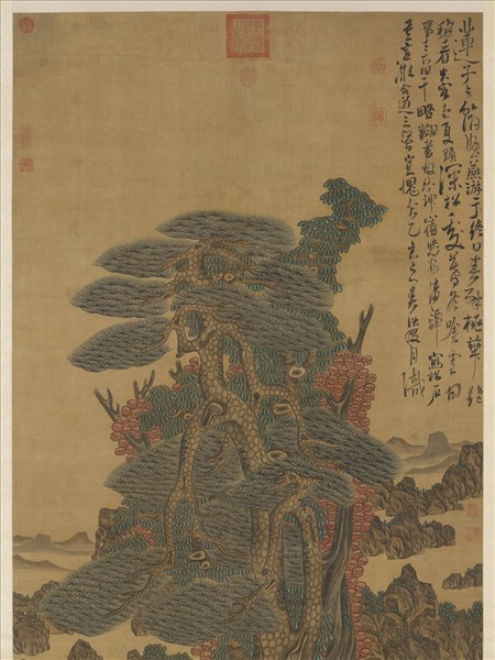 明陳洪綬喬松仙壽圖　軸