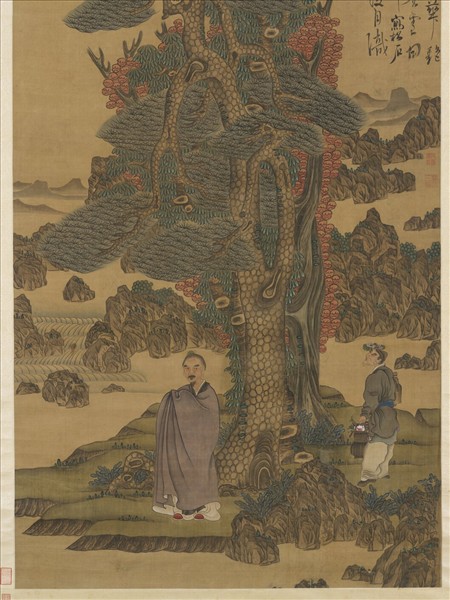 明陳洪綬喬松仙壽圖　軸