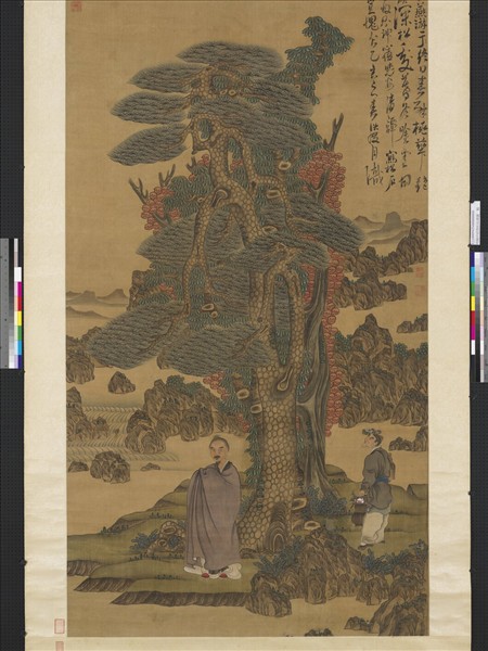 明陳洪綬喬松仙壽圖　軸