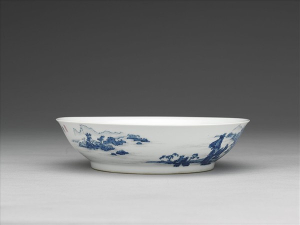 琺瑯彩青山水圖盤