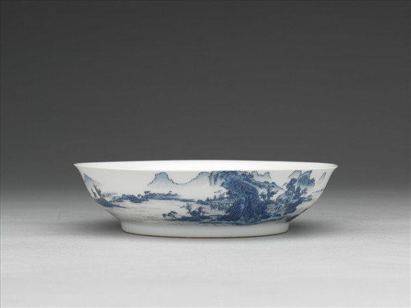 琺瑯彩青山水圖盤