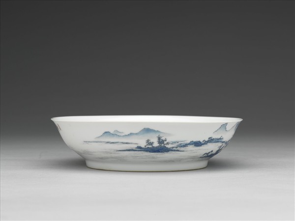 琺瑯彩青山水圖盤