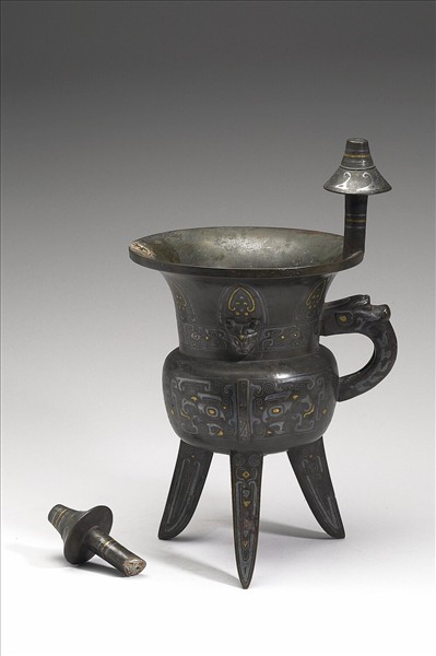 嵌金銀獸面紋斝