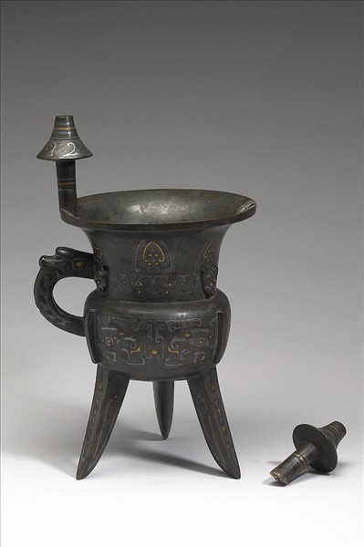 嵌金銀獸面紋斝