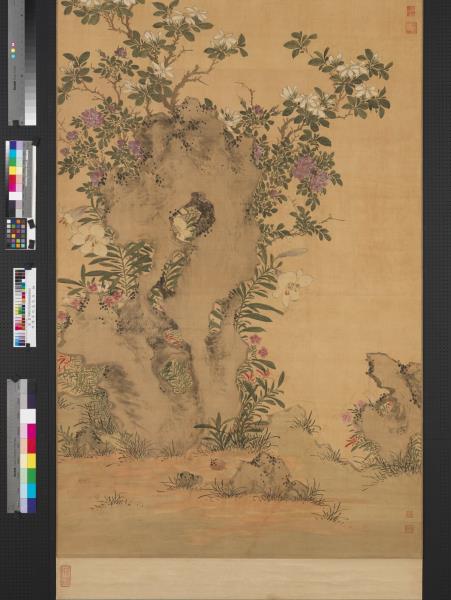 明陳淳設色花卉　軸