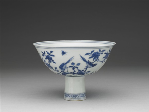 青花花鳥紋高足碗