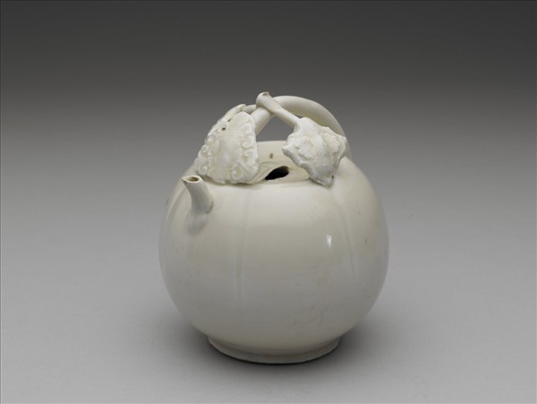 定窯 白瓷瓜式提樑壺