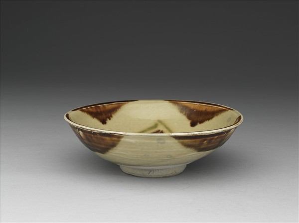 長沙窯 青釉彩繪花卉紋碗