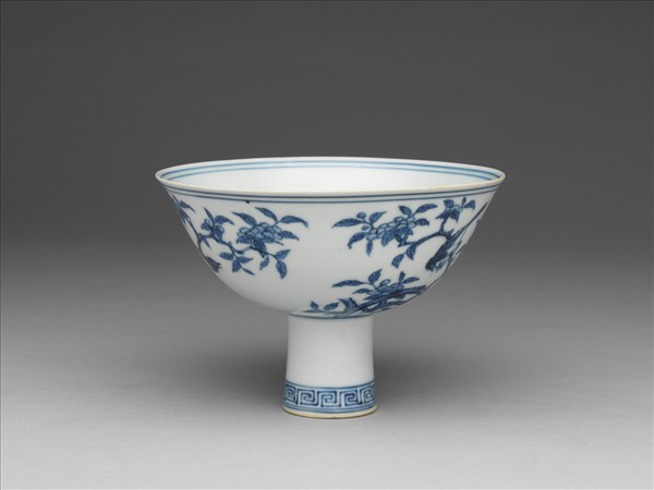 青花花鳥紋高足碗