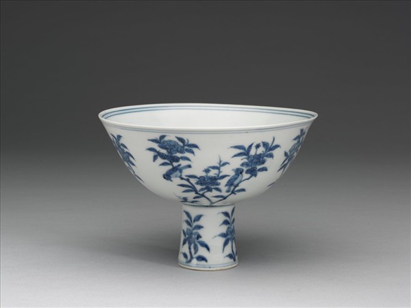 青花花鳥紋高足碗