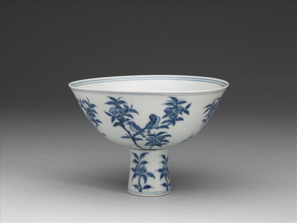 青花花鳥紋高足碗