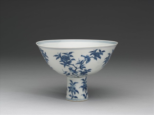 青花花鳥紋高足碗