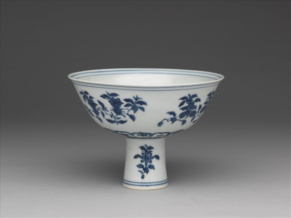 青花花鳥紋高足碗