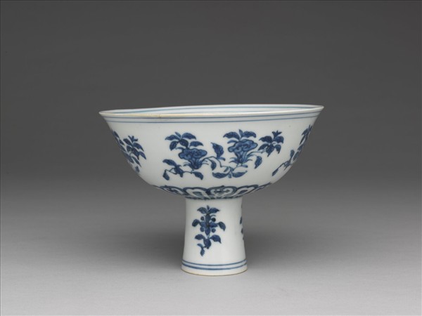 青花花鳥紋高足碗