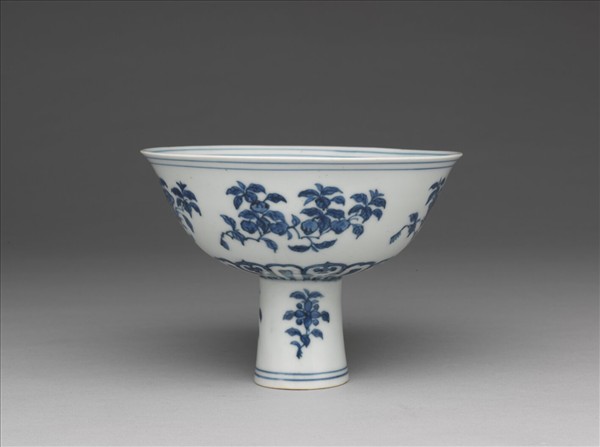 青花花鳥紋高足碗