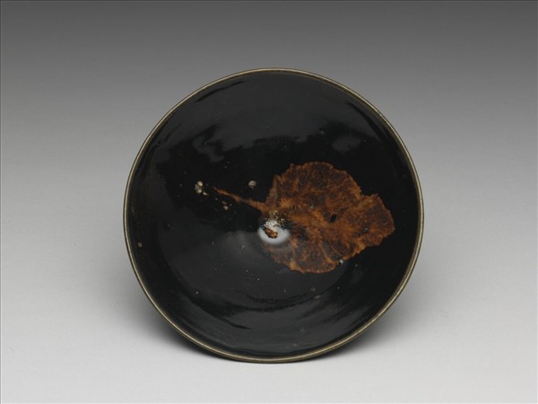 吉州窯 黑釉葉紋碗