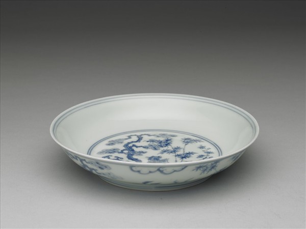 青花歲寒三友圖盤