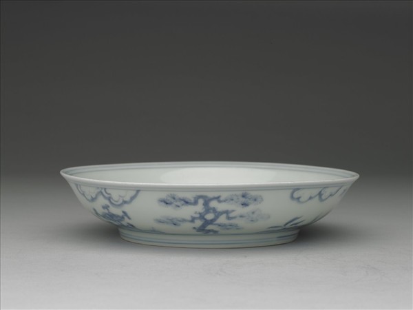 青花歲寒三友圖盤