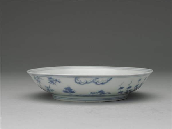 青花歲寒三友圖盤