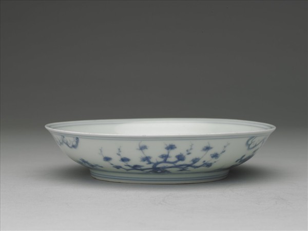 青花歲寒三友圖盤