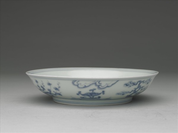 青花歲寒三友圖盤