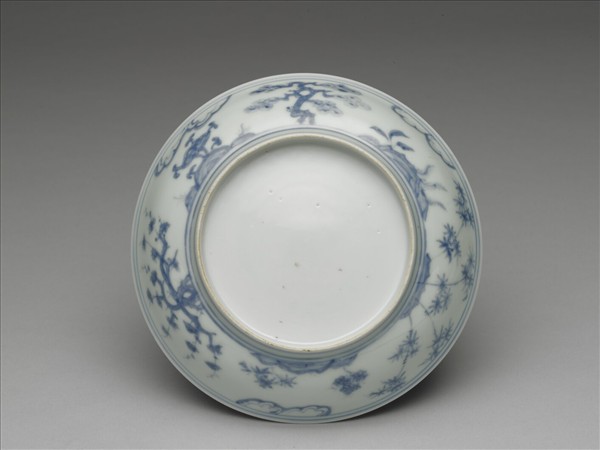 青花歲寒三友圖盤